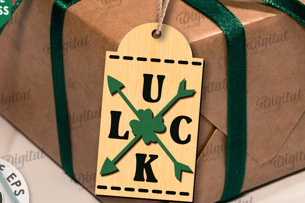 Σετ των 2 Intra απο ξύλο plywood 3mm-4mm πάχος – Κοπή λέιζερ με ετικέτα δώρου για την ημέρα του Αγίου Πατρικίου Δίασταση  20x20 cm INTRAFABR-112862027