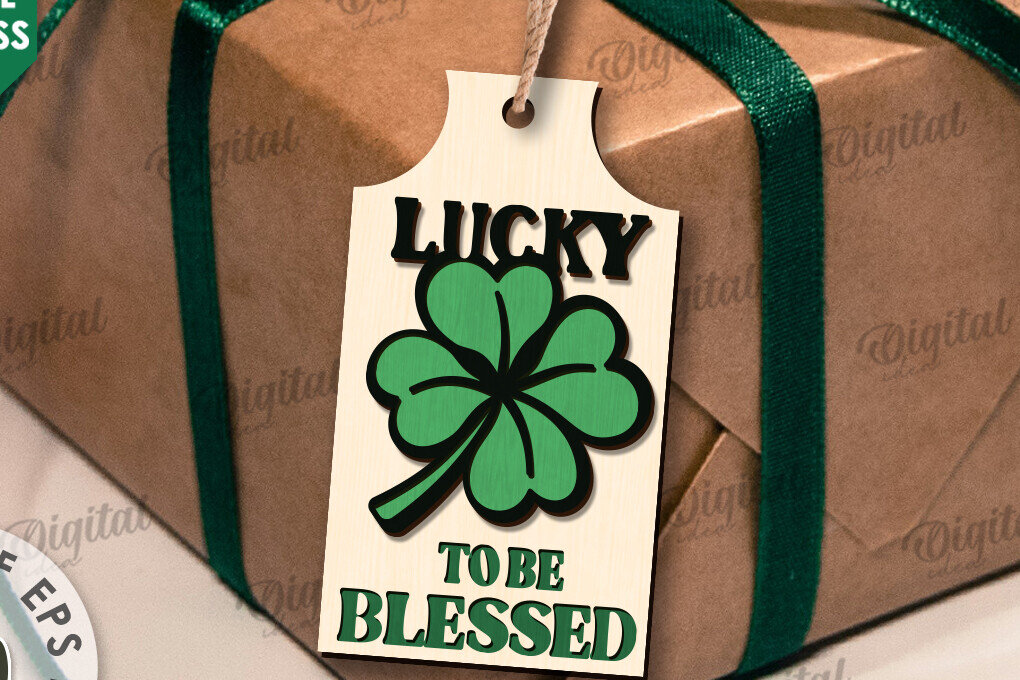 Σετ των 2 Intra απο ξύλο plywood 3mm-4mm πάχος – Κοπή λέιζερ με ετικέτα δώρου για την ημέρα του Αγίου Πατρικίου Δίασταση  20x20 cm INTRAFABR-112862088