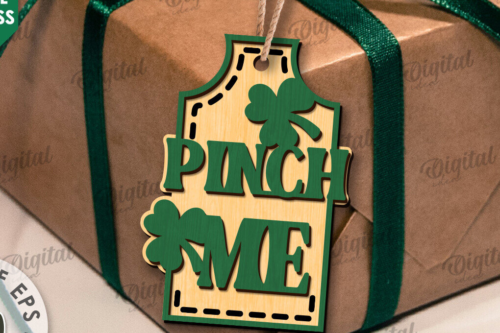 Σετ των 2 Intra απο ξύλο plywood 3mm-4mm πάχος – Κοπή λέιζερ με ετικέτα δώρου για την ημέρα του Αγίου Πατρικίου Δίασταση  20x20 cm INTRAFABR-112861651