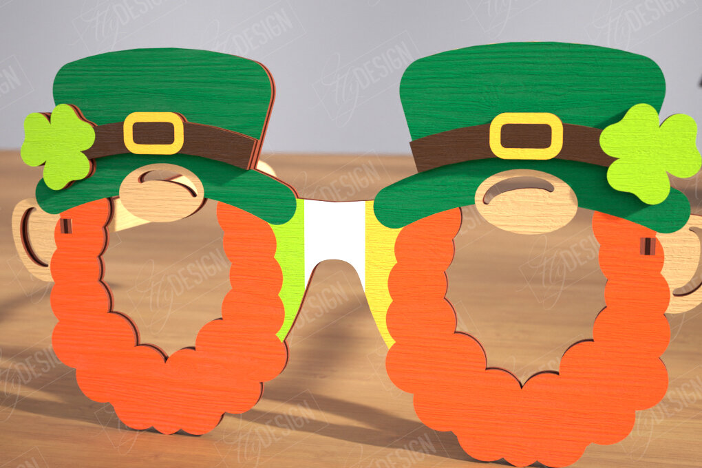 Σετ των 2 Intra απο ξύλο plywood 3mm-4mm πάχος – Γυαλιά St. Patrick's Day | Αξεσουάρ Δίασταση  20x20 cm INTRAFABR-115440653