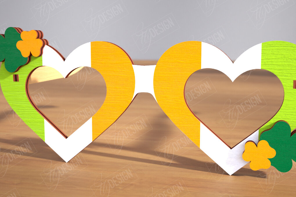 Σετ των 2 Intra απο ξύλο plywood 3mm-4mm πάχος – Γυαλιά St. Patrick's Day | Αξεσουάρ Δίασταση  20x20 cm INTRAFABR-115440721