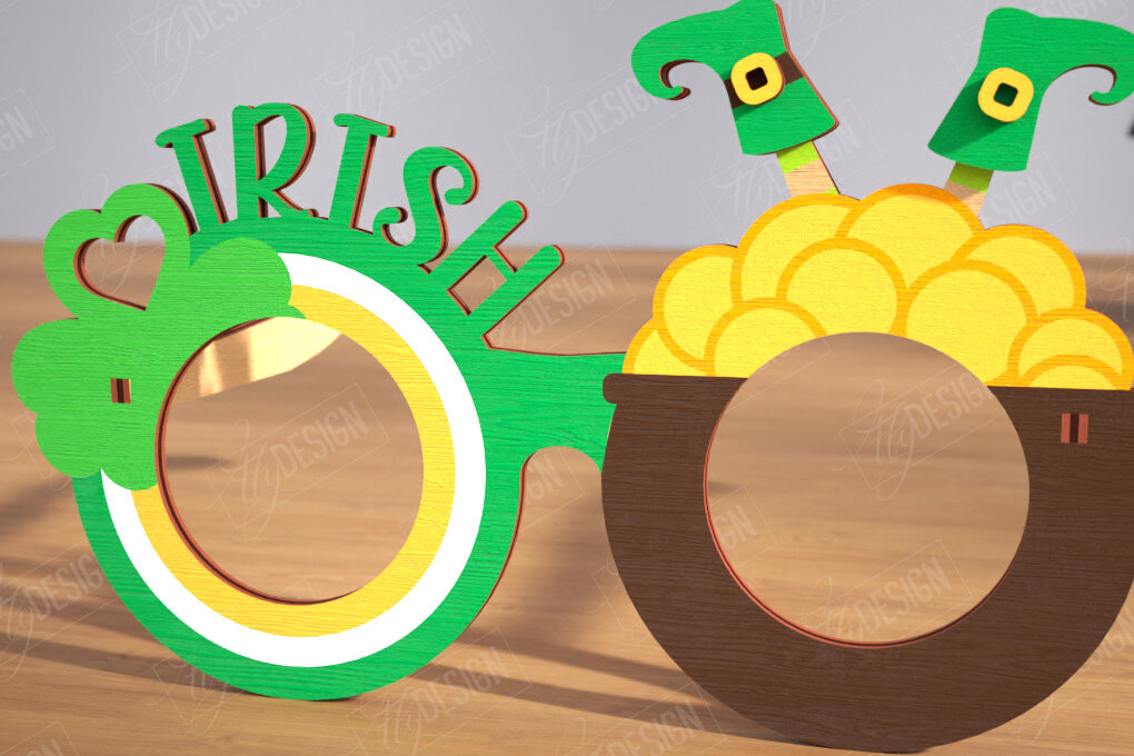 Σετ των 2 Intra απο ξύλο plywood 3mm-4mm πάχος – Γυαλιά St. Patrick's Day | Αξεσουάρ Δίασταση  20x20 cm INTRAFABR-115440748