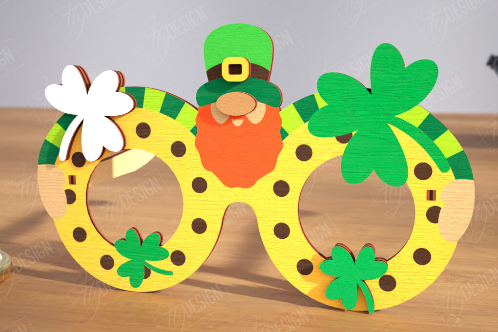 Σετ των 2 Intra απο ξύλο plywood 3mm-4mm πάχος – Γυαλιά St. Patrick's Day | Αξεσουάρ Δίασταση  20x20 cm INTRAFABR-115440802