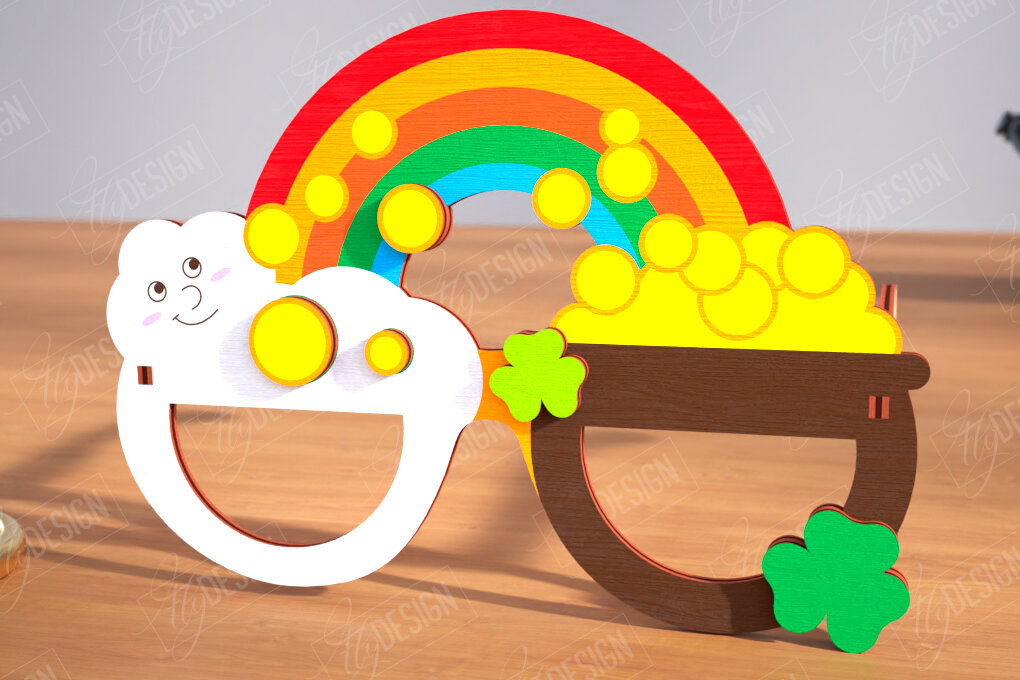 Σετ των 2 Intra απο ξύλο plywood 3mm-4mm πάχος – Γυαλιά St. Patrick's Day | Αξεσουάρ Δίασταση  20x20 cm INTRAFABR-115440823