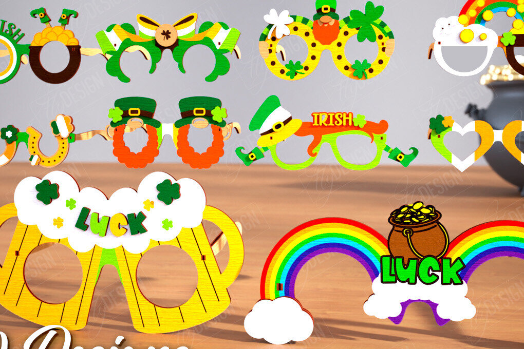 Σετ των 2 Intra απο ξύλο plywood 3mm-4mm πάχος – Πακέτο γυαλιών του Αγίου Πατρικίου | CNC Δίασταση  20x20 cm INTRAFABR-115441537