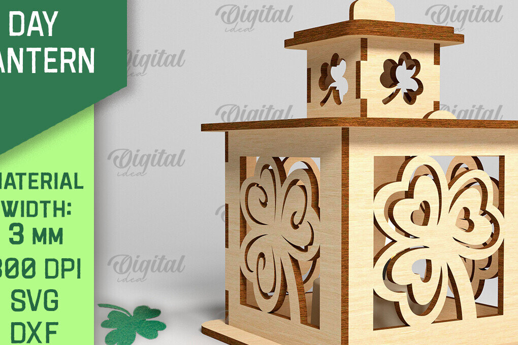 Σετ των 2 Intra απο ξύλο plywood 3mm-4mm πάχος – Φανάρι του Αγίου Πατρικίου. 3D Laser Δίασταση  20x20 cm INTRAFABR-88074237