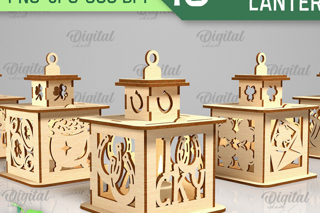 Σετ των 2 Intra απο ξύλο plywood 3mm-4mm πάχος – Πακέτο φαναριών του Αγίου Πατρικίου Δίασταση  20x20 cm INTRAFABR-88151365