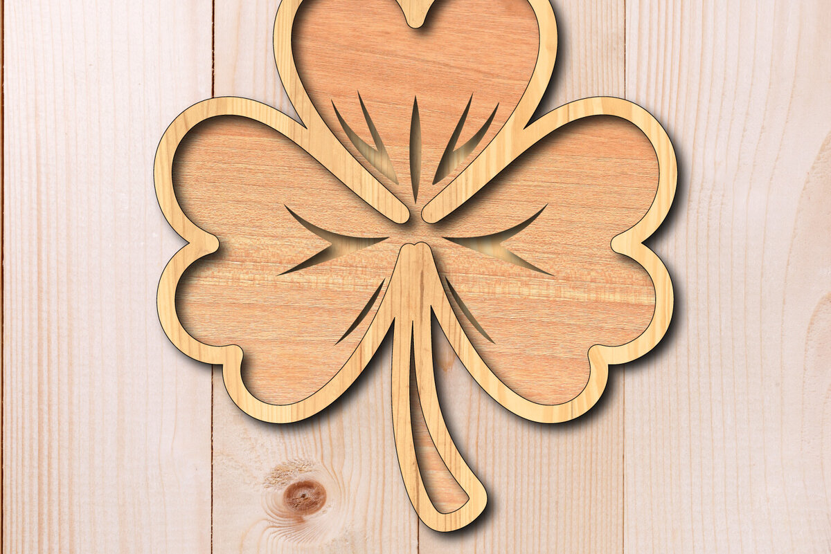 Σετ των 2 Intra απο ξύλο plywood 3mm-4mm πάχος – Τριφύλλι κοπής με λέιζερ του Αγίου Πατρικίου Δίασταση  20x20 cm INTRAFABR-118146009