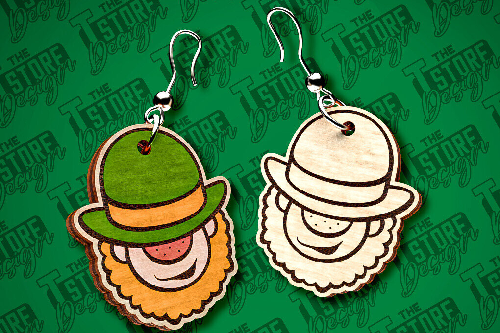 Σετ των 3 Intra απο ξύλο plywood 3mm-4mm πάχος – Σκουλαρίκια λέιζερ St. Patricks Day | CNC Δίασταση  5x5 cm INTRAFABR-83549847