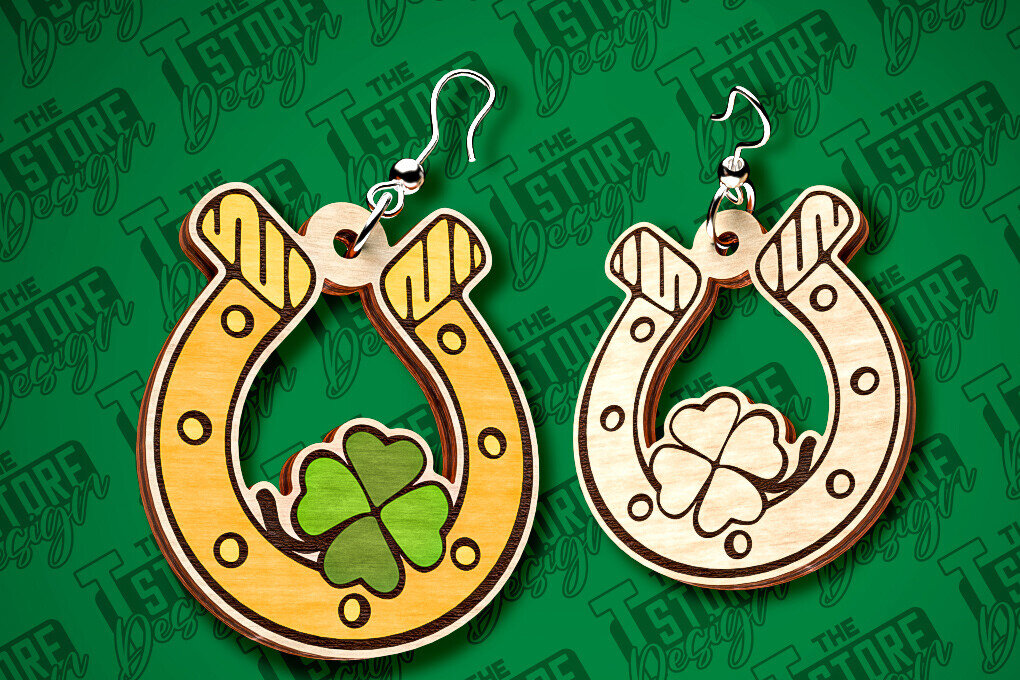Σετ των 3 Intra απο ξύλο plywood 3mm-4mm πάχος – Σκουλαρίκια λέιζερ St. Patricks Day | CNC Δίασταση  5x5 cm INTRAFABR-83549875