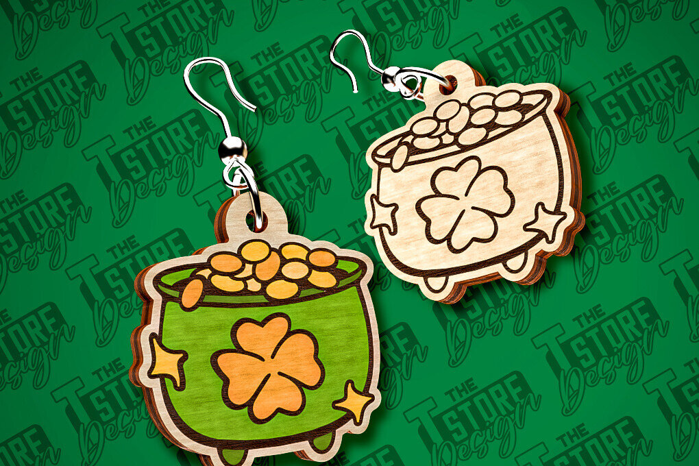 Σετ των 3 Intra απο ξύλο plywood 3mm-4mm πάχος – Σκουλαρίκια λέιζερ St. Patricks Day | CNC Δίασταση  5x5 cm INTRAFABR-83549916
