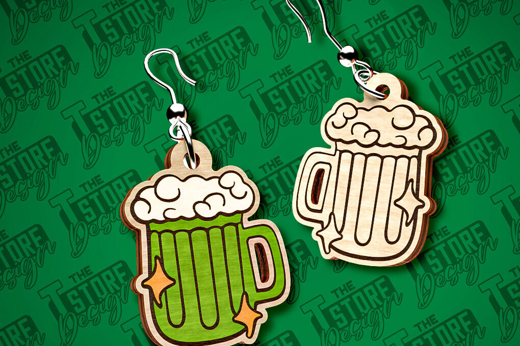 Σετ των 3 Intra απο ξύλο plywood 3mm-4mm πάχος – Σκουλαρίκια λέιζερ St. Patricks Day | CNC Δίασταση  5x5 cm INTRAFABR-83549949