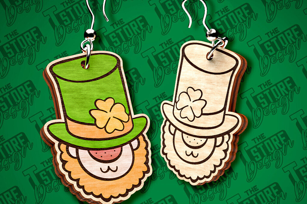 Σετ των 3 Intra απο ξύλο plywood 3mm-4mm πάχος – Σκουλαρίκια λέιζερ St. Patricks Day | CNC Δίασταση  5x5 cm INTRAFABR-83550003