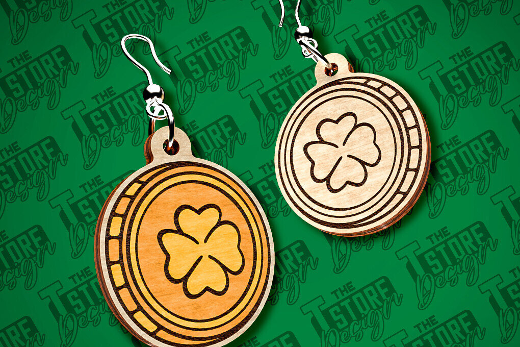 Σετ των 3 Intra απο ξύλο plywood 3mm-4mm πάχος – Σκουλαρίκια λέιζερ St. Patricks Day | CNC Δίασταση  5x5 cm INTRAFABR-83550039