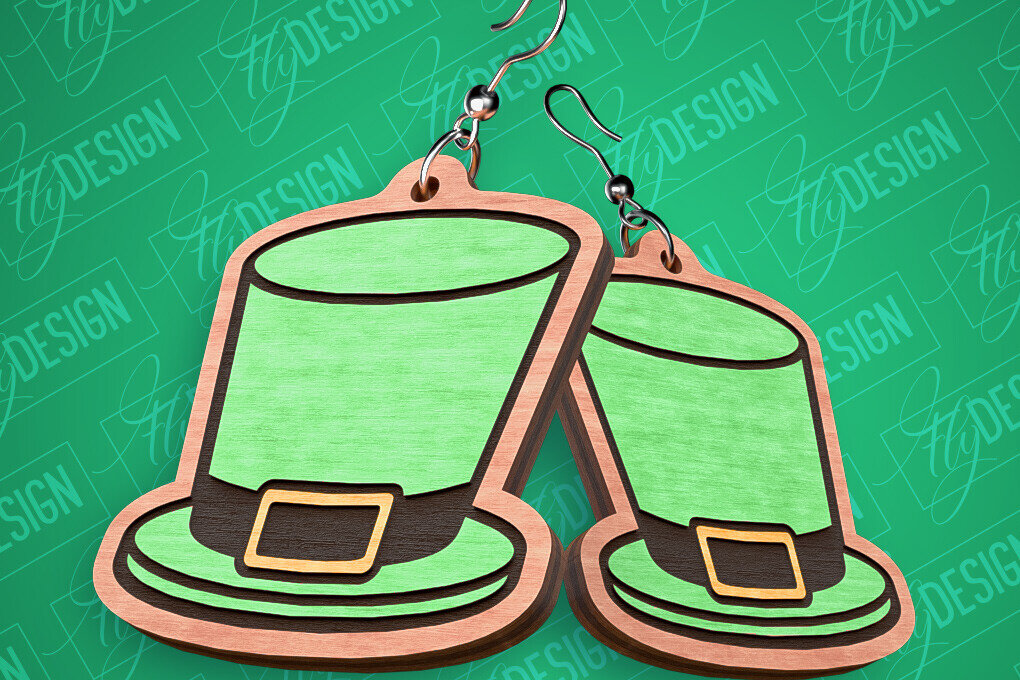 Σετ των 3 Intra απο ξύλο plywood 3mm-4mm πάχος – Σκουλαρίκια λέιζερ St. Patricks Day | CNC Δίασταση  5x5 cm INTRAFABR-82461022