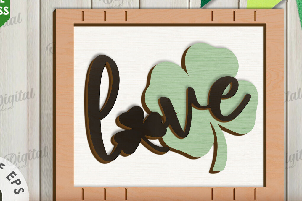 Σετ των 2 Intra απο ξύλο plywood 3mm-4mm πάχος – Κοπή λέιζερ Mini Sign Day St. Patrick Δίασταση  40x30 cm INTRAFABR-113766566