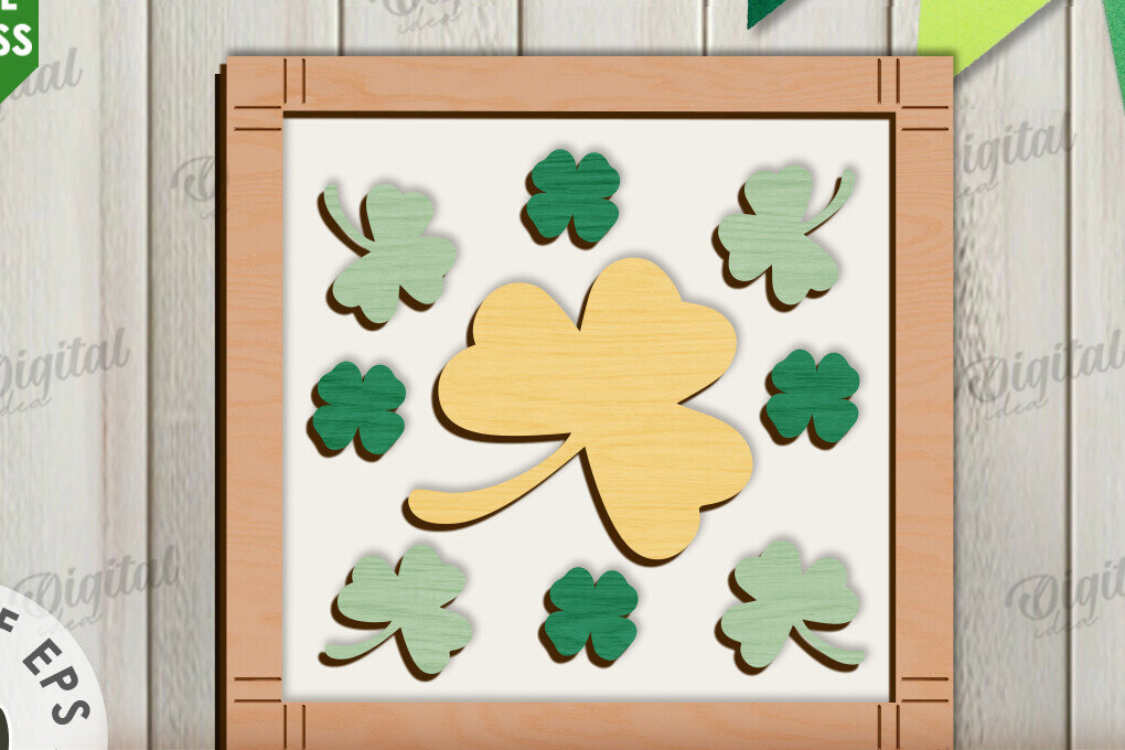 Intra απο ξύλο plywood 3mm-4mm πάχος – Κοπή λέιζερ Mini Sign Day St. Patrick Δίασταση  40x30 cm INTRAFABR-113766622