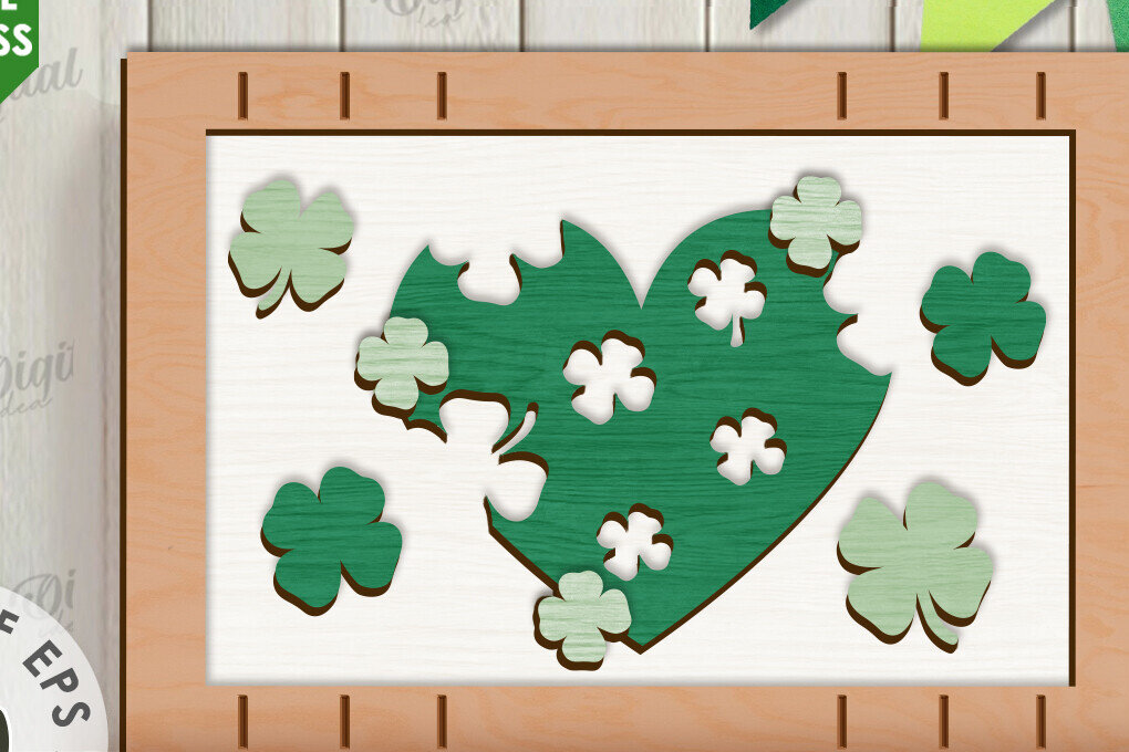 Intra απο ξύλο plywood 3mm-4mm πάχος – Κοπή λέιζερ Mini Sign Day St. Patrick Δίασταση  40x30 cm INTRAFABR-113766742