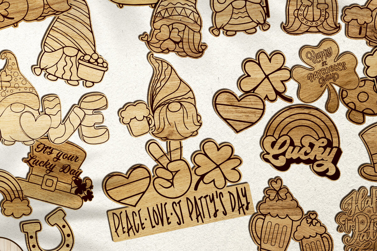 Σετ των 2 Intra απο ξύλο plywood 3mm-4mm πάχος – Κιτ χρωμάτων του Αγίου Πατρικίου DIY Δίασταση  20x20 cm INTRAFABR-25798147