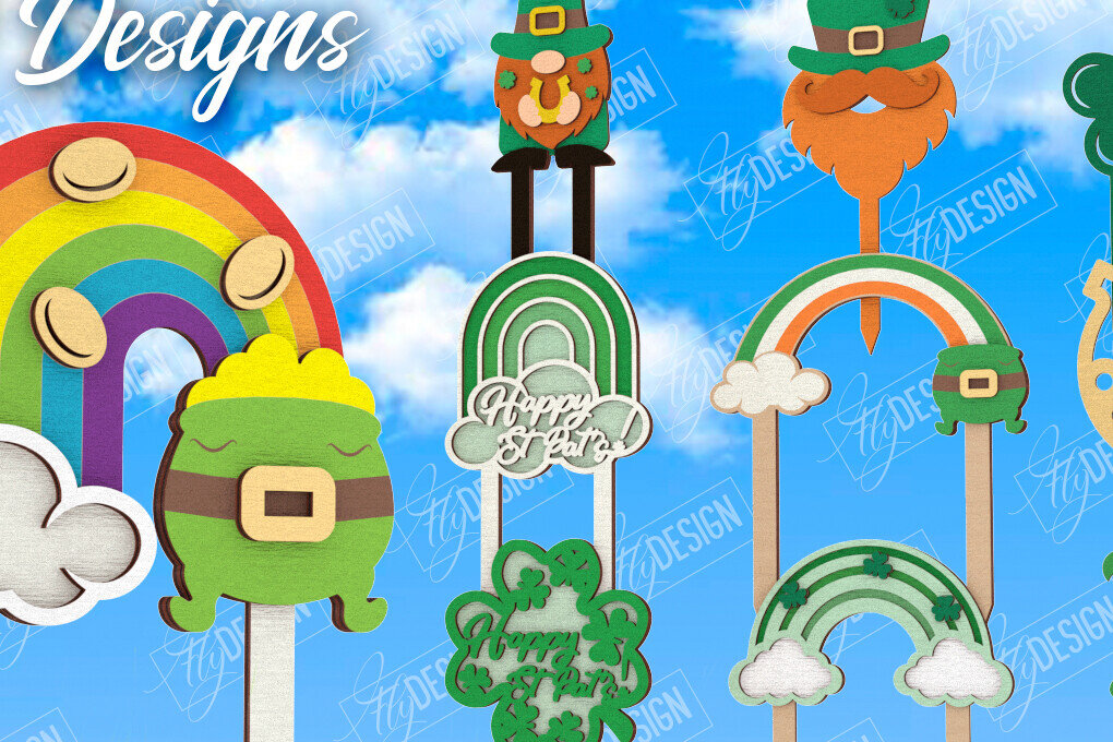 Σετ των 2 Intra απο ξύλο plywood 3mm-4mm πάχος – Πακέτο φυτικών πασσάλων για την ημέρα του Αγίου Πατρικίου Δίασταση  20x20 cm INTRAFABR-115492505