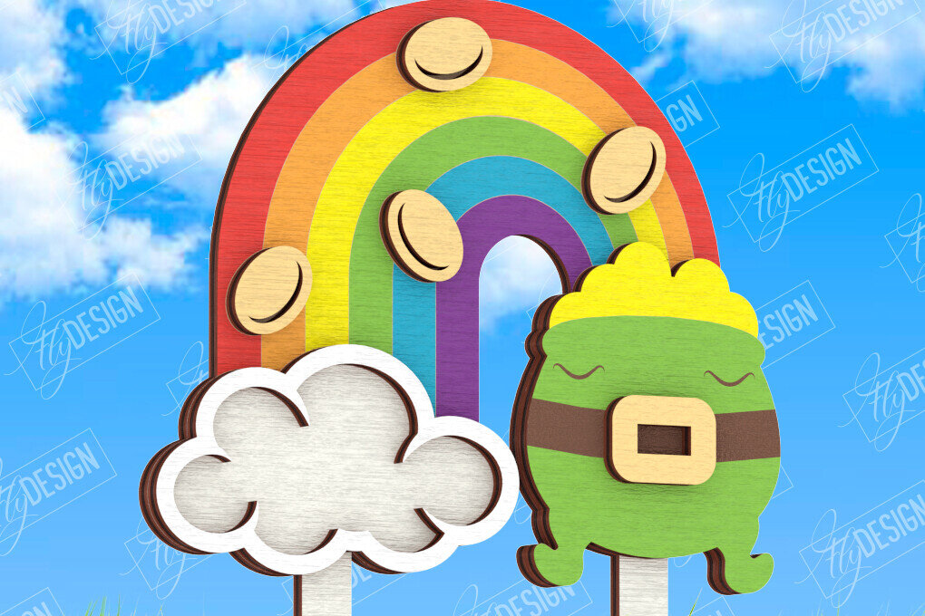 Σετ των 2 Intra απο ξύλο plywood 3mm-4mm πάχος – Πασσάλους φυτών για την ημέρα του Αγίου Πατρικίου | Κήπος Δίασταση  20x20 cm INTRAFABR-115492373