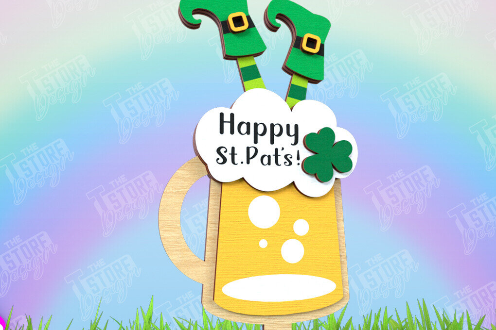 Σετ των 2 Intra απο ξύλο plywood 3mm-4mm πάχος – Πασσάλους φυτών για την ημέρα του Αγίου Πατρικίου | Κήπος Δίασταση  20x20 cm INTRAFABR-115492478