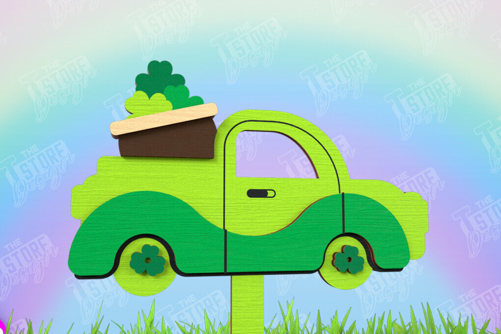 Σετ των 2 Intra απο ξύλο plywood 3mm-4mm πάχος – Πασσάλους φυτών για την ημέρα του Αγίου Πατρικίου | Κήπος Δίασταση  20x20 cm INTRAFABR-115492482