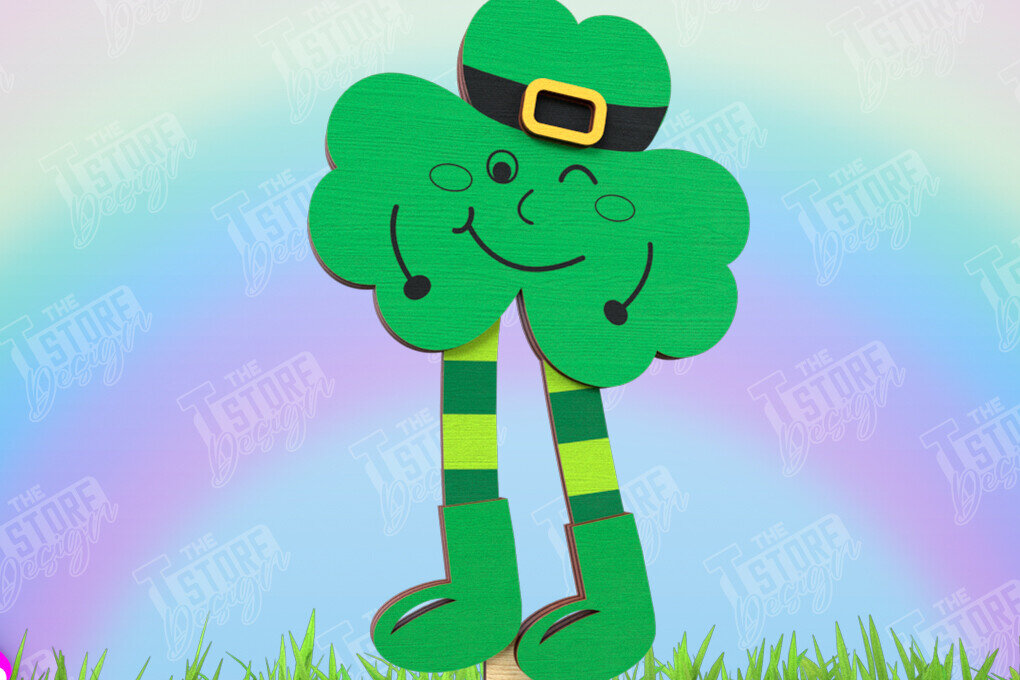 Σετ των 2 Intra απο ξύλο plywood 3mm-4mm πάχος – Πασσάλους φυτών για την ημέρα του Αγίου Πατρικίου | Κήπος Δίασταση  20x20 cm INTRAFABR-115492487