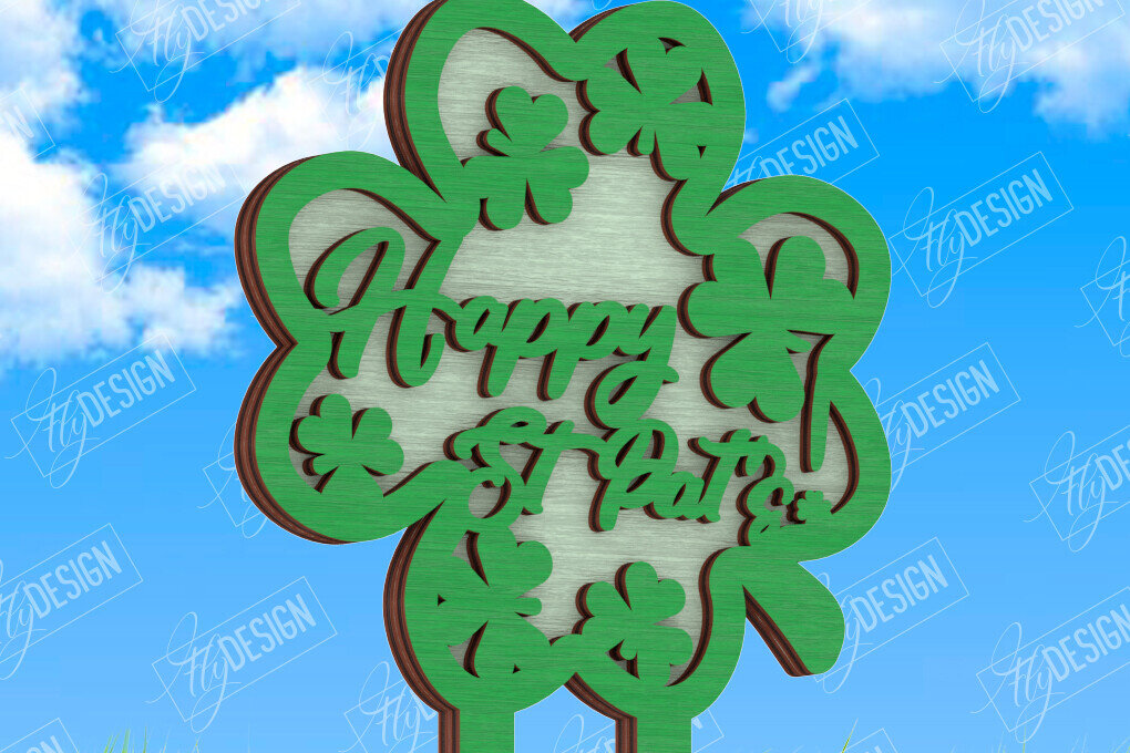 Σετ των 2 Intra απο ξύλο plywood 3mm-4mm πάχος – Πασσάλους φυτών για την ημέρα του Αγίου Πατρικίου | Κήπος Δίασταση  20x20 cm INTRAFABR-115492318