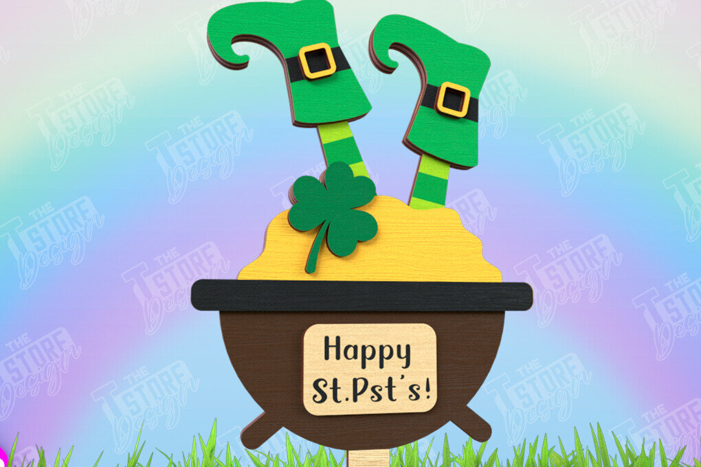 Σετ των 2 Intra απο ξύλο plywood 3mm-4mm πάχος – Πασσάλους φυτών για την ημέρα του Αγίου Πατρικίου | Κήπος Δίασταση  20x20 cm INTRAFABR-115492495