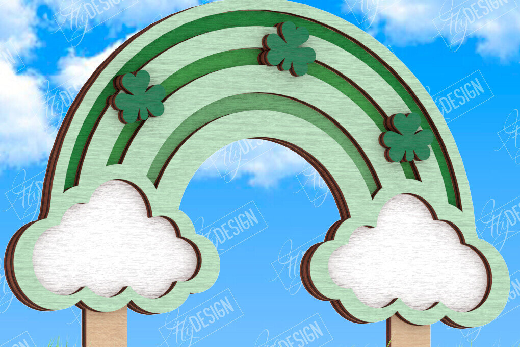 Σετ των 2 Intra απο ξύλο plywood 3mm-4mm πάχος – Πασσάλους φυτών για την ημέρα του Αγίου Πατρικίου | Κήπος Δίασταση  20x20 cm INTRAFABR-115492324