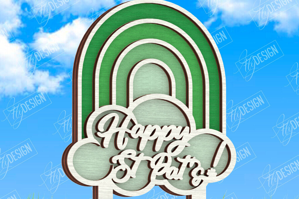 Σετ των 2 Intra απο ξύλο plywood 3mm-4mm πάχος – Πασσάλους φυτών για την ημέρα του Αγίου Πατρικίου | Κήπος Δίασταση  20x20 cm INTRAFABR-115492312