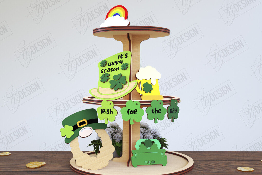 Σετ των 2 Intra απο ξύλο plywood 3mm-4mm πάχος – Στρογγυλός δίσκος με κλιμάκια του Αγίου Πατρικίου |CNC Δίασταση  20x20 cm INTRAFABR-117196283