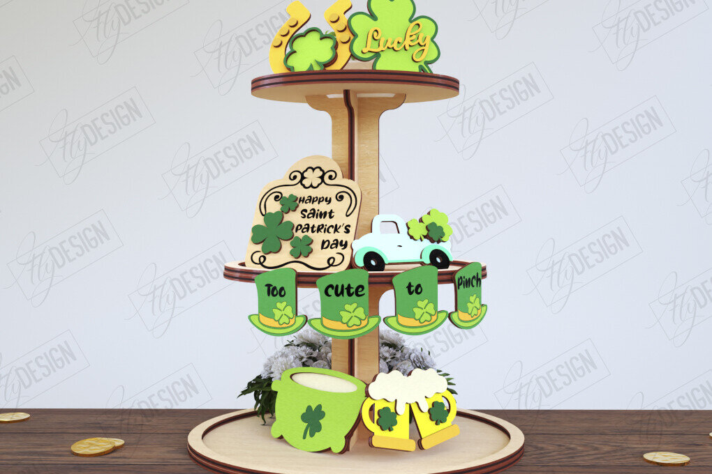 Σετ των 2 Intra απο ξύλο plywood 3mm-4mm πάχος – Στρογγυλός δίσκος με κλιμάκια του Αγίου Πατρικίου |CNC Δίασταση  20x20 cm INTRAFABR-117196305