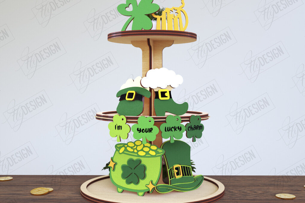 Σετ των 2 Intra απο ξύλο plywood 3mm-4mm πάχος – Στρογγυλός δίσκος με κλιμάκια του Αγίου Πατρικίου |CNC Δίασταση  20x20 cm INTRAFABR-117196337