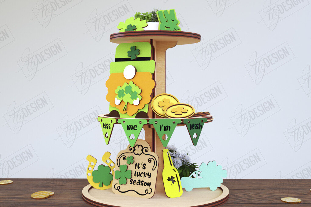 Σετ των 2 Intra απο ξύλο plywood 3mm-4mm πάχος – Στρογγυλός δίσκος με κλιμάκια του Αγίου Πατρικίου |CNC Δίασταση  20x20 cm INTRAFABR-117196240