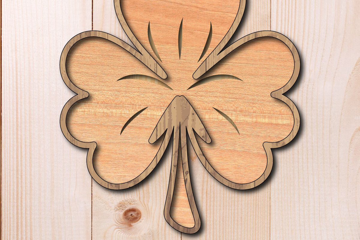 Σετ των 2 Intra απο ξύλο plywood 3mm-4mm πάχος – Shamrock Laser-Cut St. Patrick’s Day Δίασταση  20x20 cm INTRAFABR-118144663