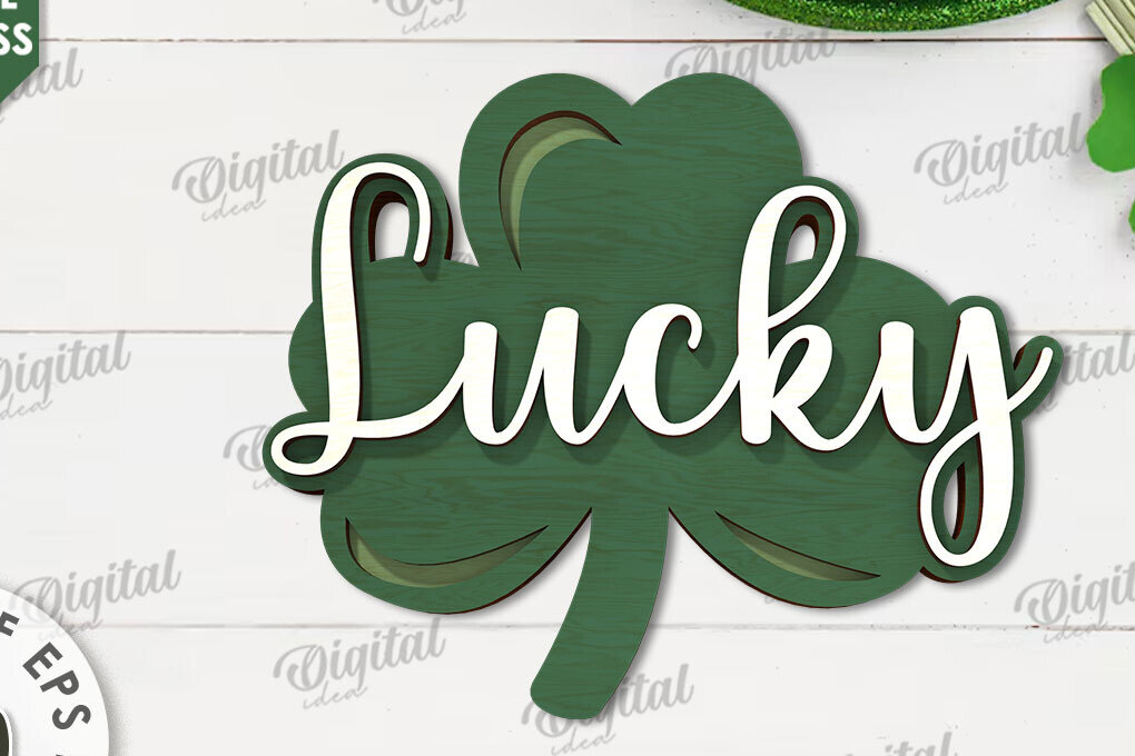 Σετ των 2 Intra απο ξύλο plywood 3mm-4mm πάχος – Κοπή λέιζερ με τριφύλλι του Αγίου Πατρικίου Δίασταση  20x20 cm INTRAFABR-114510946