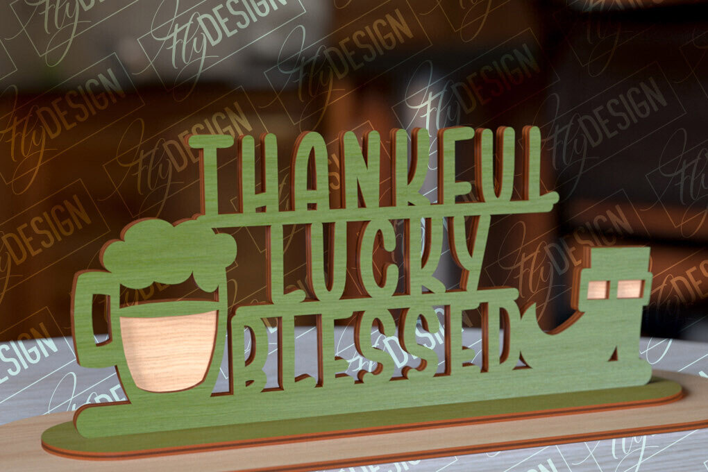 Σετ των 2 Intra απο ξύλο plywood 3mm-4mm πάχος – St. Patrick's Day Stand |3D Stand Laser Δίασταση  20x20 cm INTRAFABR-91503864