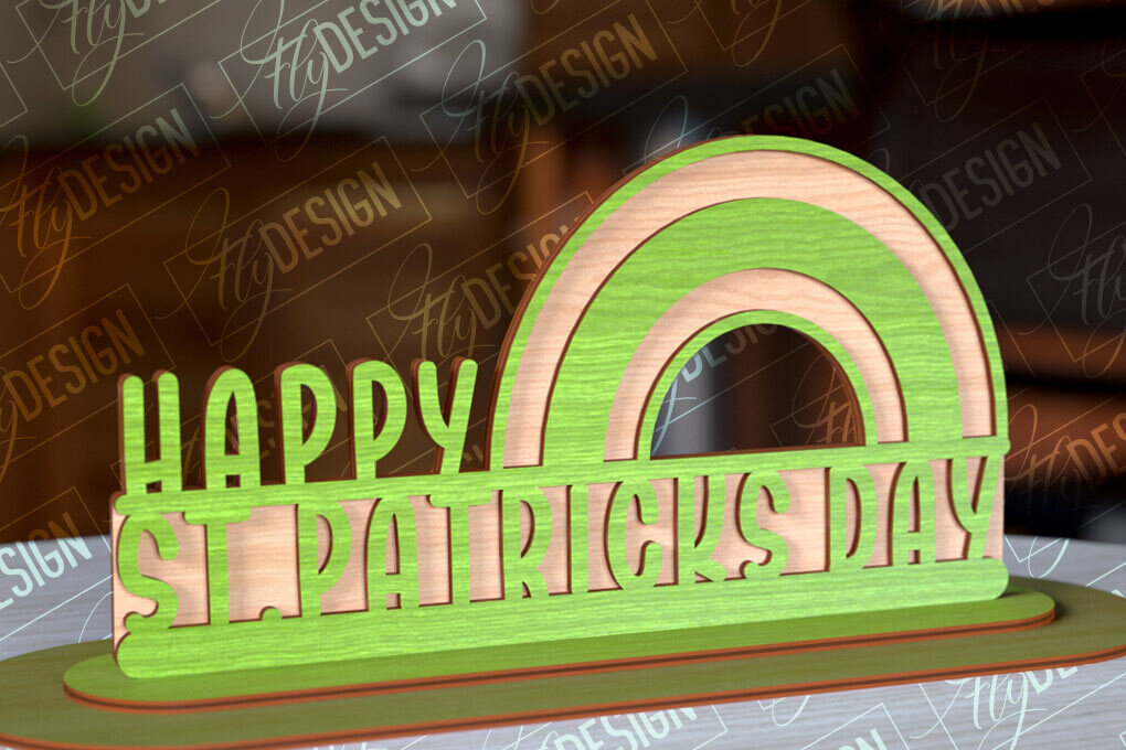 Σετ των 2 Intra απο ξύλο plywood 3mm-4mm πάχος – St. Patrick's Day Stand |3D Stand Laser Δίασταση  20x20 cm INTRAFABR-91503787