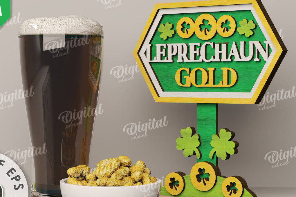 Σετ των 2 Intra απο ξύλο plywood 3mm-4mm πάχος – St Patrick's Day Stand Decor Δίασταση  20x20 cm INTRAFABR-115296099