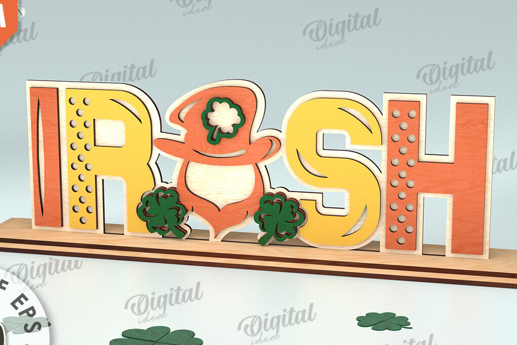 Σετ των 2 Intra απο ξύλο plywood 3mm-4mm πάχος – St Patrick's Day Stand Decor Δίασταση  20x20 cm INTRAFABR-115495416