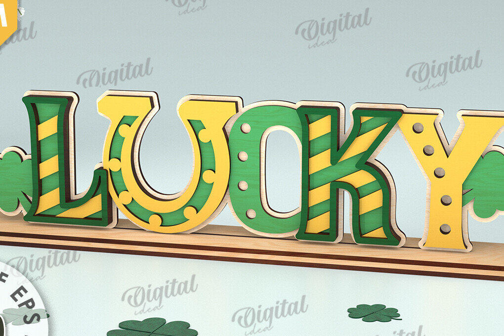 Σετ των 2 Intra απο ξύλο plywood 3mm-4mm πάχος – St Patrick's Day Stand Decor Δίασταση  20x20 cm INTRAFABR-115495507