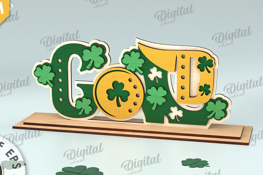 Σετ των 2 Intra απο ξύλο plywood 3mm-4mm πάχος – St Patrick's Day Stand Decor Δίασταση  20x20 cm INTRAFABR-115495560