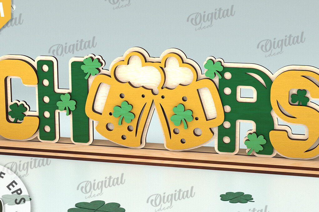 Σετ των 2 Intra απο ξύλο plywood 3mm-4mm πάχος – St Patrick's Day Stand Decor Δίασταση  20x20 cm INTRAFABR-115495603