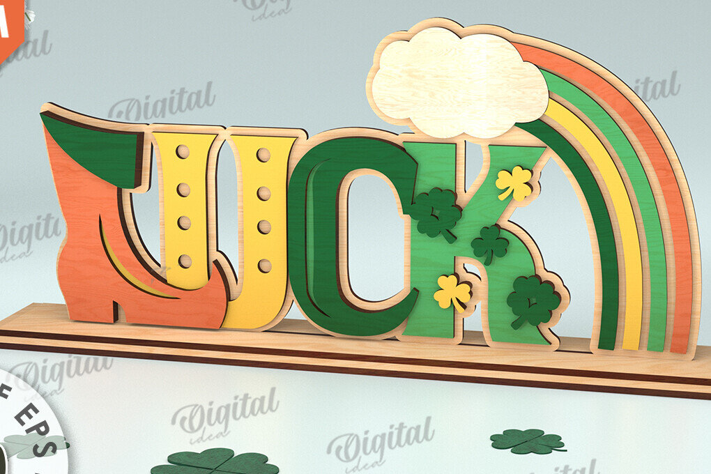 Σετ των 2 Intra απο ξύλο plywood 3mm-4mm πάχος – St Patrick's Day Stand Decor Δίασταση  20x20 cm INTRAFABR-115495691