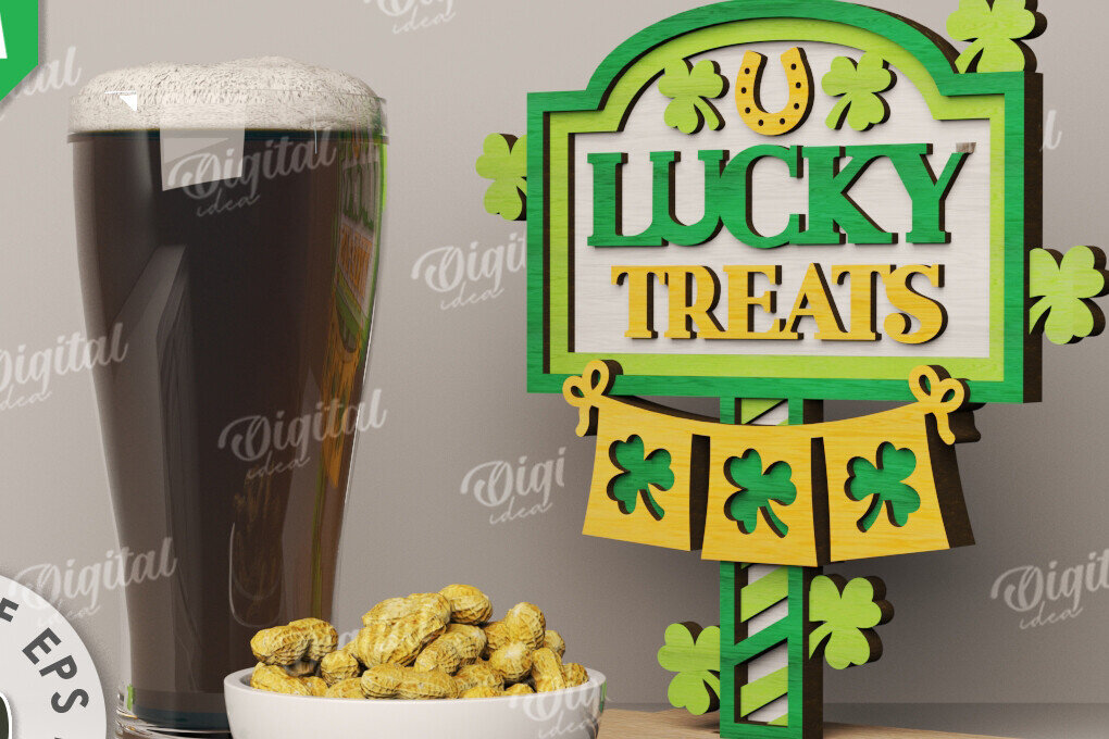 Σετ των 2 Intra απο ξύλο plywood 3mm-4mm πάχος – St Patrick's Day Stand Decor Δίασταση  20x20 cm INTRAFABR-115295720