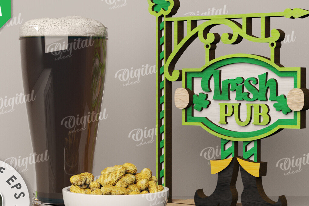 Σετ των 2 Intra απο ξύλο plywood 3mm-4mm πάχος – St Patrick's Day Stand Decor Δίασταση  20x20 cm INTRAFABR-115295781