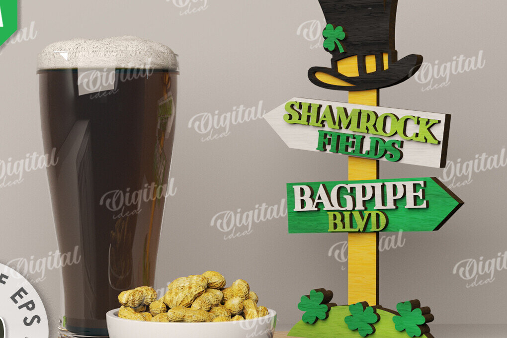 Σετ των 2 Intra απο ξύλο plywood 3mm-4mm πάχος – St Patrick's Day Stand Decor Δίασταση  20x20 cm INTRAFABR-115295914