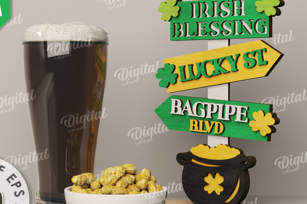 Σετ των 2 Intra απο ξύλο plywood 3mm-4mm πάχος – St Patrick's Day Stand Decor Δίασταση  20x20 cm INTRAFABR-115295966